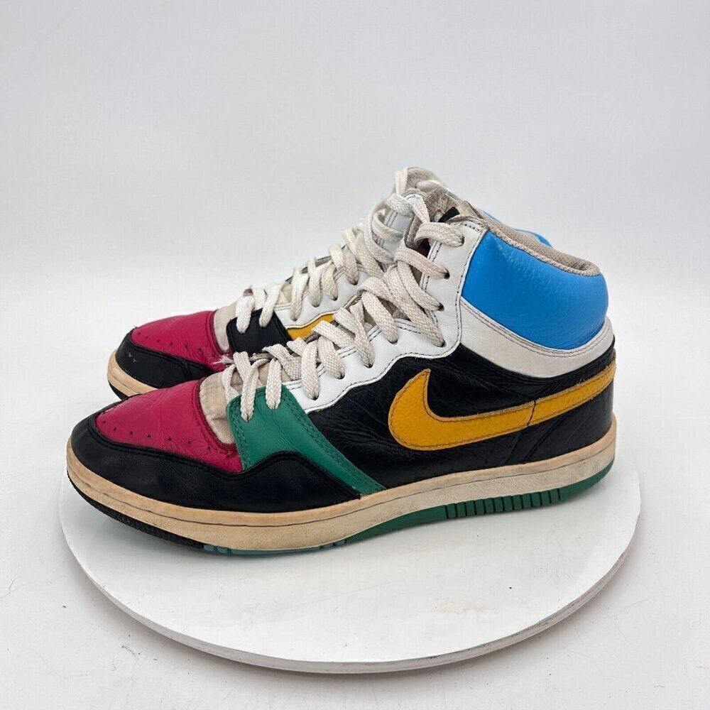 Nike Court Force High Men Size 9.5 311206-071 Infrared White Yellow Green Shoes